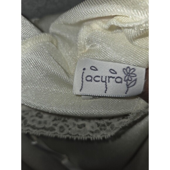 VTG Jacyra Slip Dress Womens L Ivory Lace Trim Adjustable Straps Maxi Made USA - Picture 6 of 8
